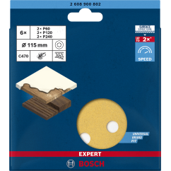 BOSCH EXPERT Комплект шкурки за ексцентършлайф P80-P240, 6 броя, 8 отвора , 115 mm