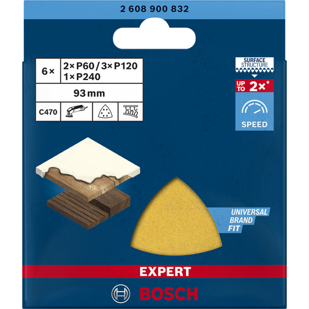 BOSCH EXPERT Комплект шкурка за делташлайф P60-240, 6 бр.