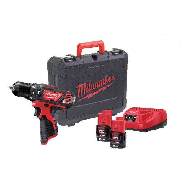 Milwaukee Акумулаторен ударен винтоверт M12 BPD-0, 12V, 2 x 2.0 Ah + зарядно устройство