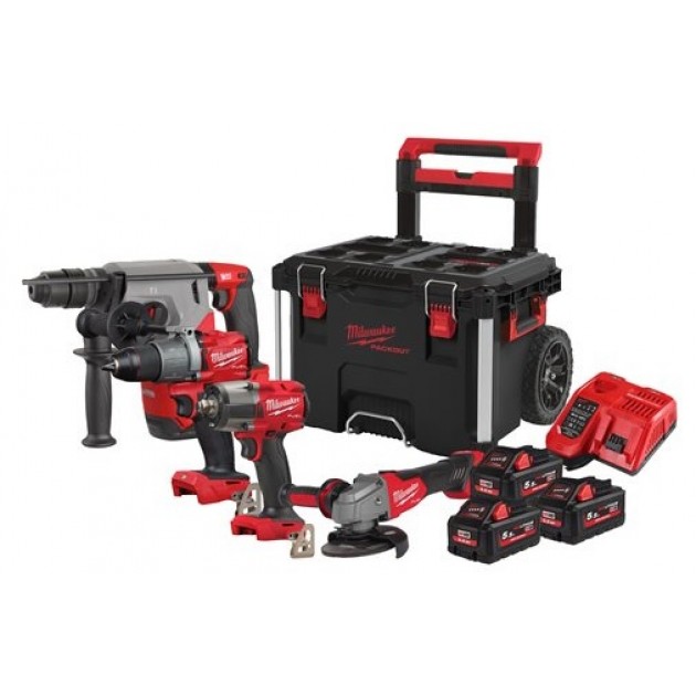 Milwaukee m18fpp4a2-533p акумулаторен комплект 4 машини + 3 батерии power pack