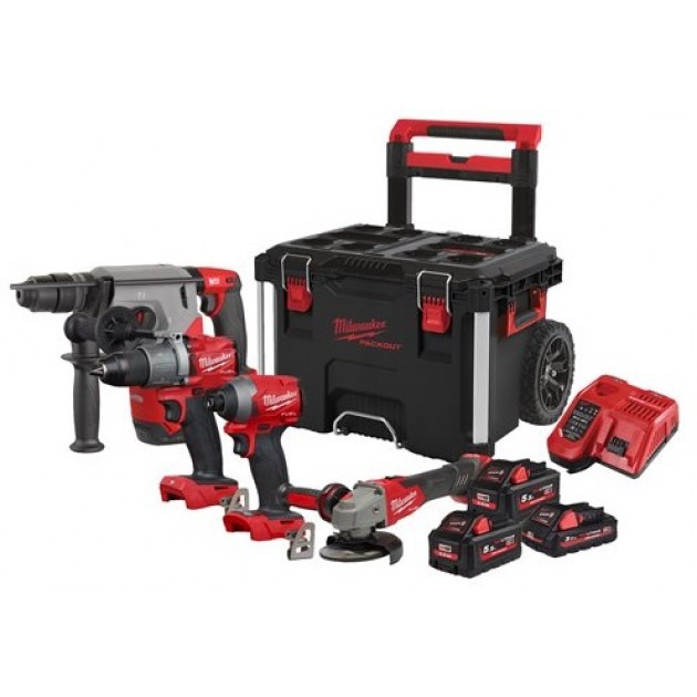 Milwaukee m18fpp4b2-533p акумулаторен комплект 4 машини + 3 батерии power pack