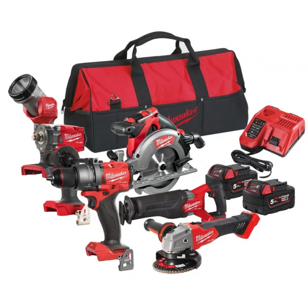 Milwaukee fpp6f3-502b акумулаторен комплект 5 машини + 2x5.0ah в чанта