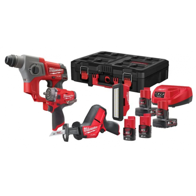 Milwaukee m12fpp4c-624p акумулаторен комплект 4 машини с 4 батерии