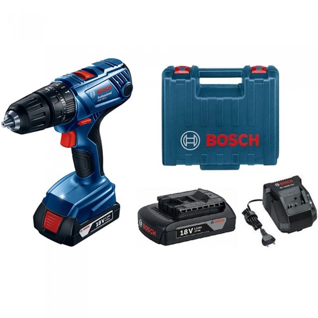 Акумулаторен ударно-пробивен винтоверт bosch gsb 180-li professional, 2x2 ah, куфар
