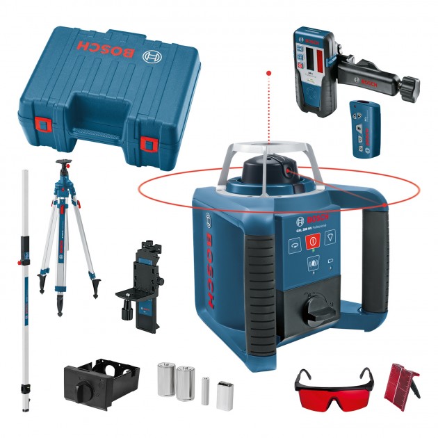 Bosch нивелир grl 300 hv със статив bt 300 и лата gr 240 + приемник lr 1