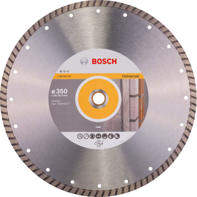 Bosch Диамантен диск за рязане Standard for Universal Turbo, 350x20/25.4x3 mm
