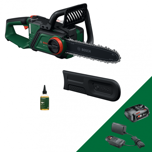 Bosch  Акумулаторен верижен трион PKE18V-30-28, 18V, SOLO + Комплект зарядно AL 18V-44 и батерия 18V 4 Ah 
