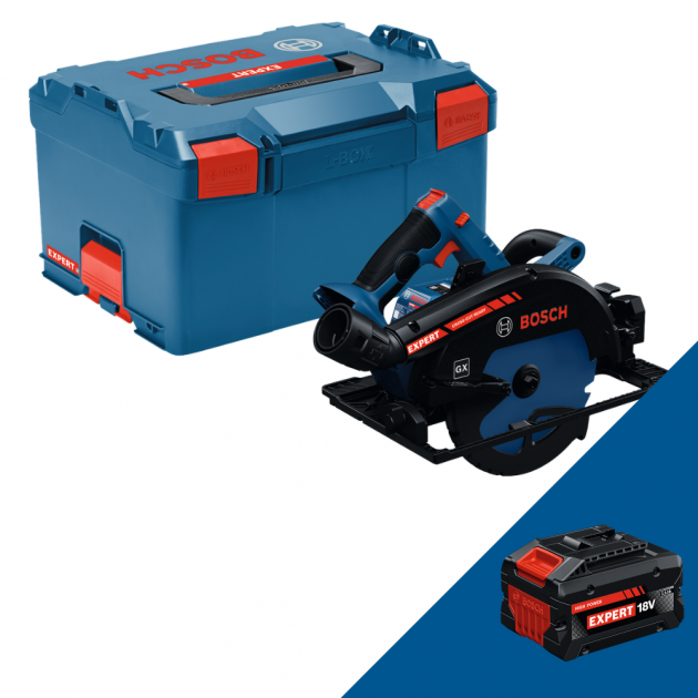 Bosch Акумулаторен циркуляр EXKS 18V-68 GX, 18V, L-Boxx, SOLO + ПОДАРЪК