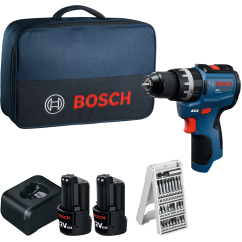 Bosch Акумулаторен ударен винтоверт GSB12V-31, 12V, 2 x 2.0 Ah + зарядно устройство + консуматив 25 части