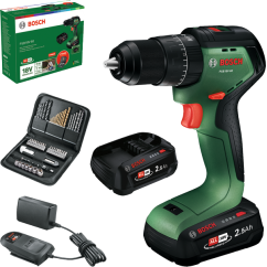 Bosch Акумулаторен ударен винтоверт PSB 18V-60, 18V, 2 x 2.5 Ah + зарядно устройство + консуматив 52 части