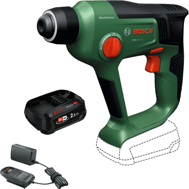 Bosch Акумулаторен перфоратор PBH 18V-14, 18V, 1 x 2.5 Аh + зарядно устройство 