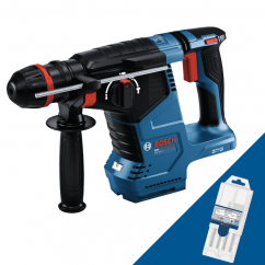 Bosch акумулаторен перфоратор gbh 187-li one chuck solo + ПОДАРЪК Комплект свредла за бeтон 6/8/10 mm