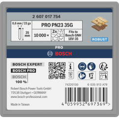 Bosch PRO Пирони за такер PN23G, 0.6 / 35 mm, поцинкован, 10000 бр