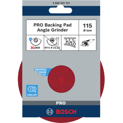 Bosch PRO Опорна подложка X-Lock, 115 mm, закрепване тип велкро