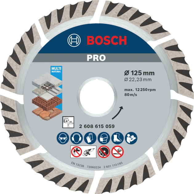 Bosch Диамантен диск PRO Multi Material, 125 x 22,23 mm, 10 бр