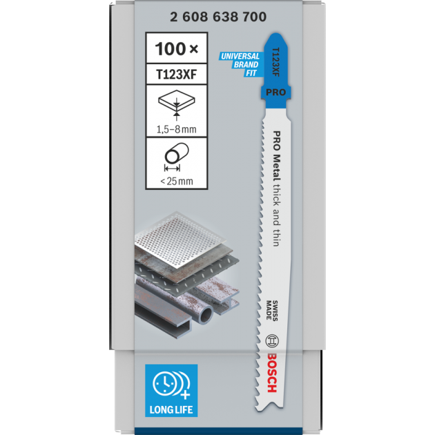 Bosch PRO Ножче за прободен трион Metal thick and thin T 123 XF, 100 mm