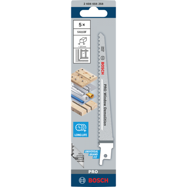Bosch PRO Нож за саблен трион Window Demolition S611DF, 150 mm, 5 бр