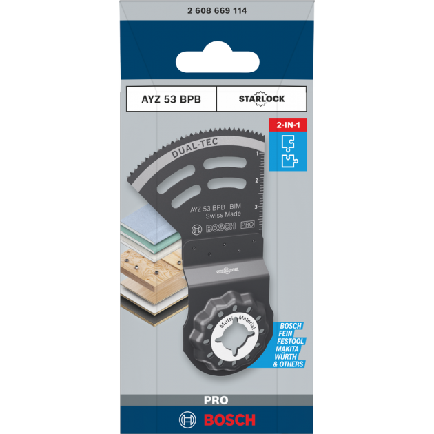 Bosch PRO Нож за многофункционален инструмент AYZ 53 BPB, за дърво с пирони, 53 x 40 mm