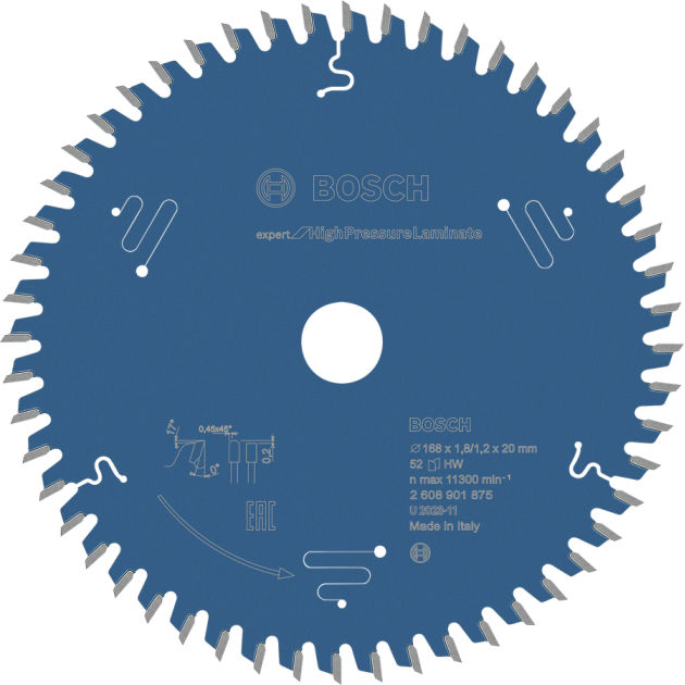 Bosch EXPERT Диск за циркуляр за HPL 168x1.8/1.2x20 52T