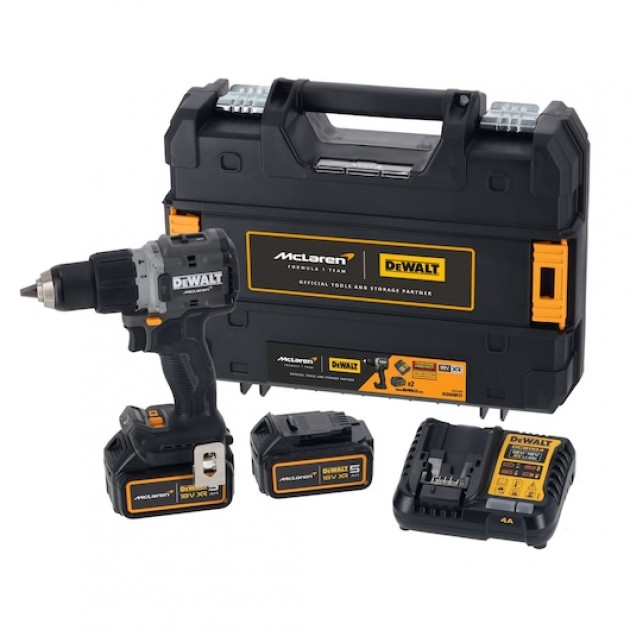 DeWALT Акумулаторен ударен винтоверт DCD85MP2T McLAREN Edition, 2 x 5.0 Ah + зарядно устройство