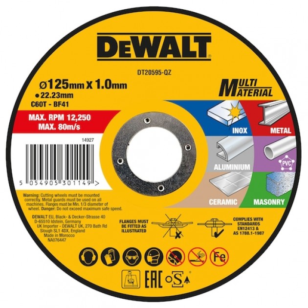 DeWALT Диск за рязане на мулти материал INOX EXTREME, 125x22.23 mm 