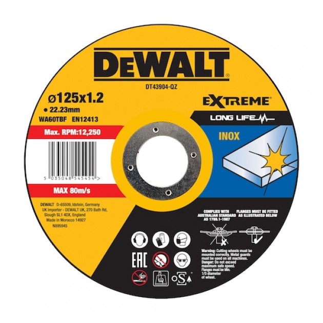 DeWALT Диск за рязане на метал INOX EXTREME, 125x1.2x22.23 mm