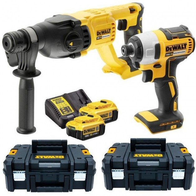 Dewalt dck2023m2t-qw акумулаторен комплект перфоратор dch133 + винтоверт dcf787 в 2 куфара с 2 x 4.0 ah и зарядно