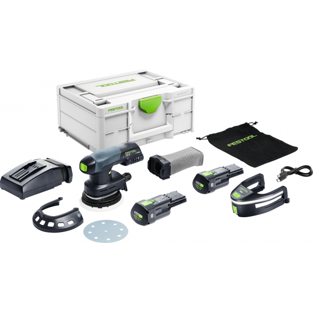 Festool Акумулаторен ексцентършлайф ETSC 125 3,0 I-Plus, 18V, 2 x 3.0 Ah + зарядно устройство
