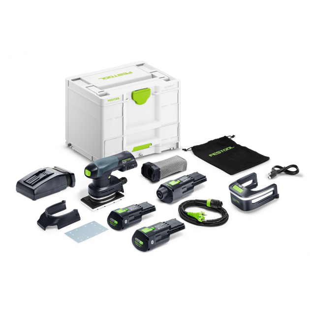 Festool Акумулаторен виброшлайф RTSC 400 3,0 I-Set, 18V, 2 x 3.0 Ah + зарядно устройство