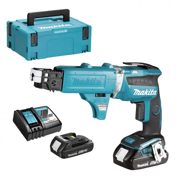 Makita Акумулаторен винтоверт за сухо строителство DFS452AJX2, 18V, 2 x 2.0 Ah + зарядно устройство