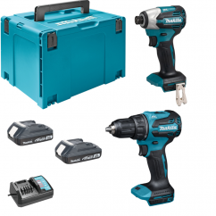 Makita Акумулаторен комплект DLX2577V01, DDF490 + DTD158 + 2 x 2.0 Ah + зарядно устройство + MAKPAC