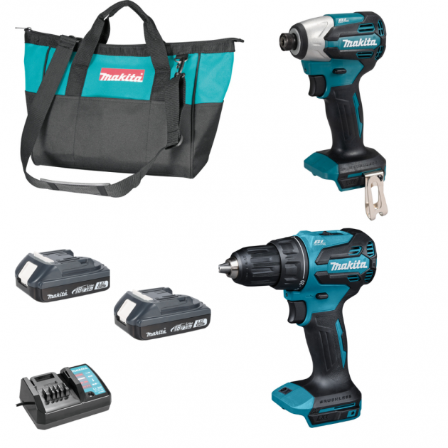 Makita Акумулаторен комплект DLX2577V02, DDF490 + DTD158 + 2 x 2.0 Ah + зарядно устройство