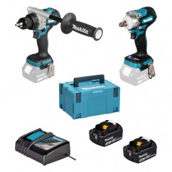 Makita Акумулаторен комплект DLX2588TJ, DDF492 + DTW300 + 2 x 5.0 Ah + зарядно устройство