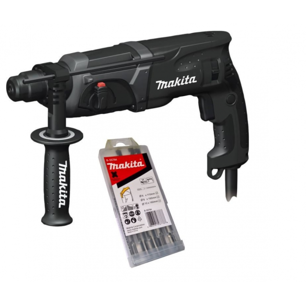 Перфоратор makita hr2470bx40 + 5 броя свредла